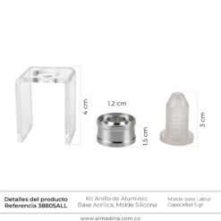 Kit Anillo de Aluminio, Base Acrílica, Molde Silicona ( x 3 kit)
