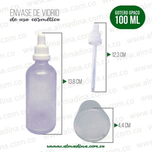 Gotero 100 ml Opalizado Tapa Blanca