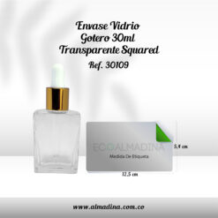 Envase De Vidrio Gotero 30 ml Transparente Squared
