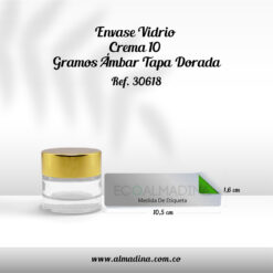 Envase Vidrio Crema 10 Gramos Transparente Tapa Dorada