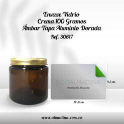 Envase Vidrio Crema 100 Gramos Ámbar Tapa Dorada