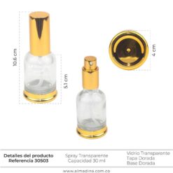 Envase Vidrio Spray 30ml Transparente (12 Unidades)