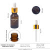 Gotero 15ml Ámbar tapa Dorada Ref. 30130