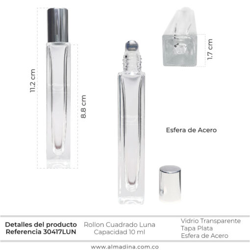 Roll On cuadrado tapa Plata Ref 30417 plata