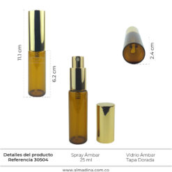 Envase Spray Ámbar Tapa Dorada Ref 30504