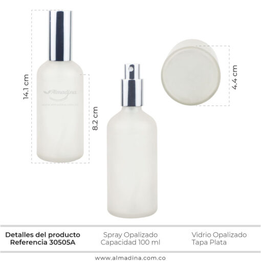 Envase Spray Opalizado Tapa plata ref 30505A