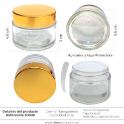 Envase Crema 50gr Tapa Dorada Ref 30606