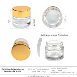 Envase Crema 10gr Tapa Dorada ref 30618