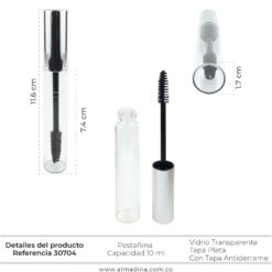 Envase pestañas 10ml Tapa Plata Ref 30704