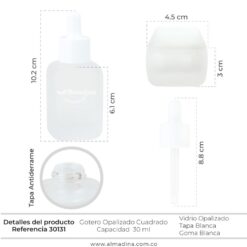 Gotero 30ml Opalizado tapa Blanca Ref 30131