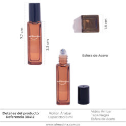 Alternative view of Envase Vidrio Roll On Ámbar De 8 ml (12 Unidades)