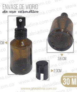 Envase Vidrio Dispensador 30 ml Ámbar Tapa Negra