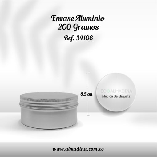 Envase Aluminio 200gr Tapa Rosca