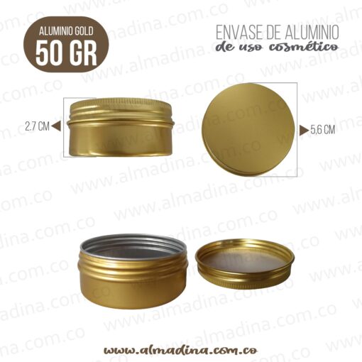 Envase Aluminio 50 Gramos Dorado