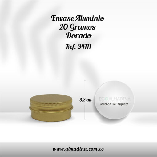 Envase Aluminio 20 Gramos Dorado