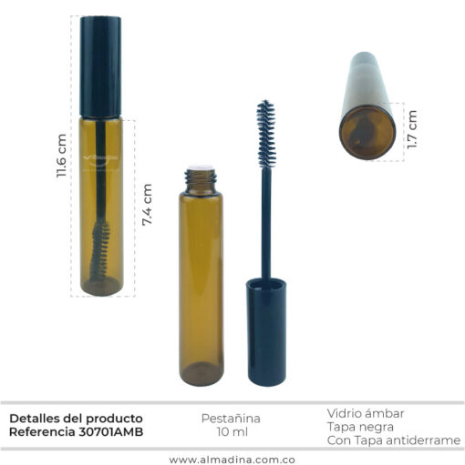 Envase Pestañas 10ml Ámbar ref 30701amb