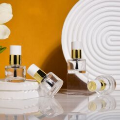 Envase 15ml Transparente Tapa Dorada con Pincel Ref 30215