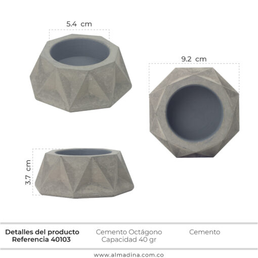 Recipiente Cemento Octágono 40GR REF 40103