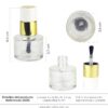 Envase Vidrio 15ML Transparente Con Pincel, Tapa Dorada y Blanca (12 Unidades)