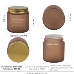 Envase Crema 100gr Mocca Tapa Dorada Ref 30629