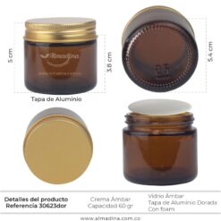 Envase Crema 60gr Tapa Dorada ref 30623Dor