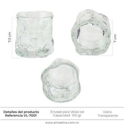 Envase Vidrio 100 Gr Transparente Efecto Hielo (12 Unidades)