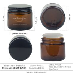 ENVASE CREMA 60GR ÁMBAR TAPA NEGRA REF 30623 BLACK