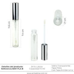 ENVASE LABIOS TRANSPARENTE TAPA PLATA BRILLANTE REF 6001 PLA B