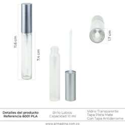 ENVASE LABIOS TAPA PLATA OPACA REF 6001PLA